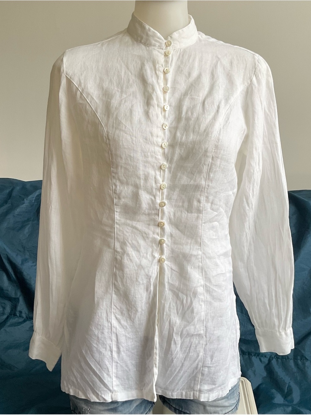 Vintage 90s GAP | 100% Irish Linen Open Front Blouse White | S